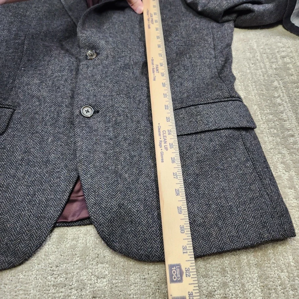 Banana Republic Blazer Men 46R Herringbone Tweed Peak Lapel Elbow Patches‎ NEW